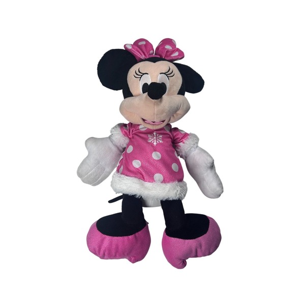 Disney Other - Disney‎ Minnie Mouse Plush Doll In Pink Polka Dot Dress With Bow 20 inches Tall